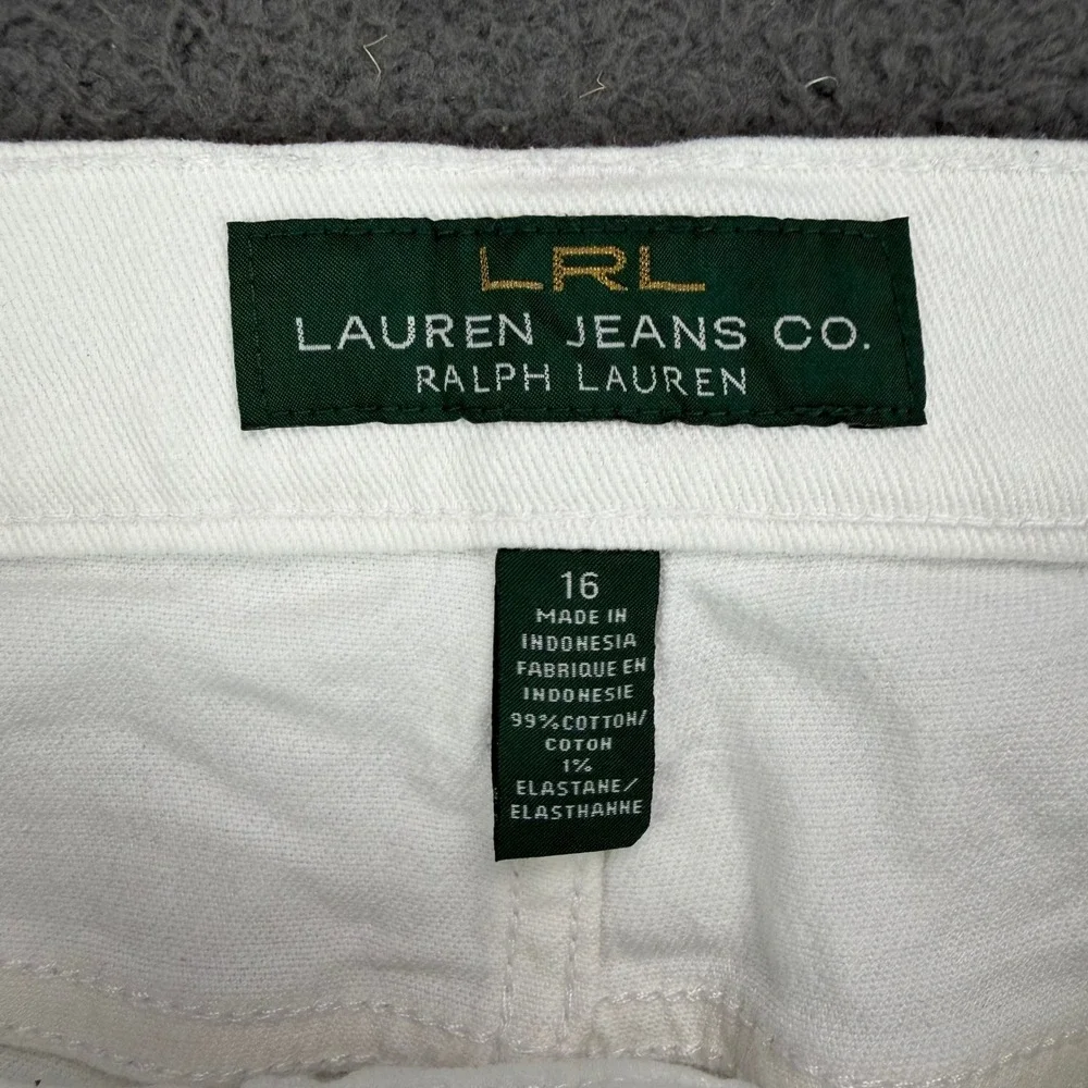 Lauren‎ Ralph Lauren White Crop Jeans Womens 16 Straight Leg Denim Capris LRL